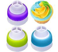 3 Packs 3 Color Icing Piping Bag Russian Nozzle Converter Coupler Icing Cake Decor Tools for Cupcake Fondant Cookie