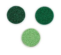 3 Packs 3mm Glass Seed Beads, Small Glass Craft Beads for Crafting, Bracelets, Keychain Making, About 1800Pcs, Green Tone
