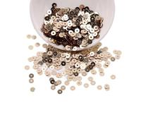 3 Packs 4MM/5MM/6MM Flat Round Loose Sequins, Silver-Base PVC Paillettes Sequins for Scrapbooking, Sewing Decoration, Champagne