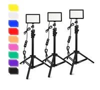 3 Packs 70 LED Video Light with Adjustable Tripod Stand/Color Filters, Obeamiu 5600K USB Studio Lighting Kit for Tablet/Low Angle Shooting, Collection Portrait YouTube Photography