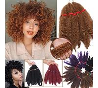 3 Packs Afro Kinky Bulk Hair Braiding Kinky Curly Crochet Braids Synthetic Hair Extensions For Braiding Afro Twist Hairpiece 11 Inch, Light Auburn