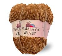 3 Packs/Balls Himalaya Velvet Chenille Yarn 1 Skein 100 g, 120m Luxurious Chenille Soft Velvet Wool for Accessory, Clothing, Blankets, Amigurumi, 90037