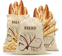 3 Packs Bread Bags to Keep Bread Fresh, Reusable Bread Bag for Homemade Bread, Lined Cotton Breads Storage Bags 40cm x 30cm