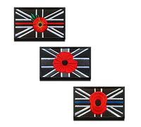 3 Packs British Union Jack Embroidered Hook and Loop Patch with Rose Tactical Britain UK National Morale Badge Armband Military Uniforms Jacket Bags Backpack Cap Emblem Applique Patch