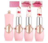 3 Packs Clear Flower Jelly Lipstick & Magic Temperature Color Change Lip Balm, Nutritious Crystal Lip Stick Makeup Set, Long Lasting Moisturizer Lip Gloss Set, Great Gift for Women and Girl