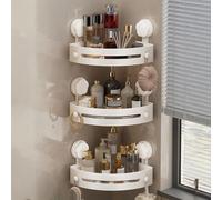 3 Packs Corner Shower caddys Suction Cup, No Drilling Shower Shelf, ShowerShelves with Towel Rack Hooks, 40 Lbs Load, Wall Mounted Storage Basket for Bathrooms Storage Bathtub Hotel Home Apartment