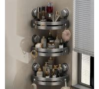 3 Packs Corner Shower caddys Suction Cup, No Drilling Shower Shelf, ShowerShelves with Towel Rack Hooks, 40 Lbs Load, Wall Mounted Storage Basket for Bathrooms Storage Bathtub Hotel Home Apartment