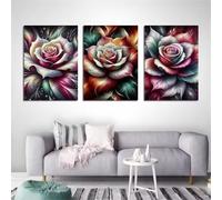 3 Packs Diamond Painting Kits for Adults Abstract Flowers 3 Piece 5D DIY Diamond Art Kit Painting Full Drill Embroidery Crystal Rhinestone Cross Stitch Arts Craft Home Wall Decor Gift 60x30cm S-4770