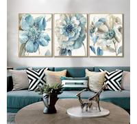 3 Packs Diamond Painting Kits for Adults Blue Flowers 3 Piece 5D DIY Diamond Art Kit Painting Full Drill Embroidery Crystal Rhinestone Gem Cross Stitch Arts Craft Home Wall Decor Gift 60x30cm S-5474