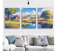 3 Packs Diamond Painting Kits for Adults Farm 3 Piece 5D DIY Diamond Art Kit Painting Full Drill Embroidery Pictures Crystal Rhinestone Gem Cross Stitch Arts Craft Home Wall Decor Gift 90x40cm S-3913