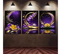3 Packs Diamond Painting Kits for Adults Golden Flower 3 Piece 5D DIY Diamond Art Kit Painting Full Drill Embroidery Crystal Rhinestone Gem Cross Stitch Arts Craft Home Wall Decor Gift 60x30cm S-5540