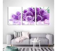 3 Packs Diamond Painting Kits for Adults Purple Rose 3 Piece 5D DIY Diamond Art Kit Painting Full Drill Embroidery Crystal Rhinestone Gem Cross Stitch Arts Craft Home Wall Decor Gift 60x30cm S-5166