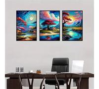 3 Packs Diamond Painting Kits for Adults Tree Scenery 3 Piece 5D DIY Diamond Art Kit Painting Full Drill Embroidery Crystal Rhinestone Gem Cross Stitch Arts Craft Home Wall Decor Gift 60x30cm S-4820