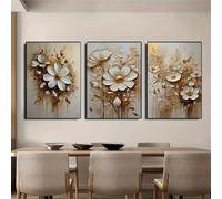 3 Packs Diamond Painting Kits for Adults White Orchid 3 Piece 5D DIY Diamond Art Kit Painting Full Drill Embroidery Crystal Rhinestone Gem Cross Stitch Arts Craft Home Wall Decor Gift 60x30cm S-4952