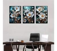 3 Packs Diamond Painting Kits for Adults White Orchid 3 Piece 5D DIY Diamond Art Kit Painting Full Drill Embroidery Crystal Rhinestone Gem Cross Stitch Arts Craft Home Wall Decor Gift 60x30cm S-4979
