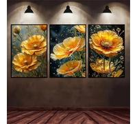 3 Packs Diamond Painting Kits for Adults Yellow Flower 3 Piece 5D DIY Diamond Art Kit Painting Full Drill Embroidery Crystal Rhinestone Gem Cross Stitch Arts Craft Home Wall Decor Gift 150x70cm S-5637