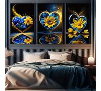 3 Packs Diamond Painting Kits for Adults Yellow Flower 3 Piece 5D DIY Diamond Art Kit Painting Full Drill Embroidery Crystal Rhinestone Gem Cross Stitch Arts Craft Home Wall Decor Gift 150x70cm S-5631