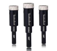 3 Packs Dry Diamond Drill Bits Set 5/8" 16mm Vacuum Brazed Diamond Hole Saws for Granite Tile Ceramic Marble Stone Glass and More Hard Materials (not for Wood), Round Shank with Storage Case