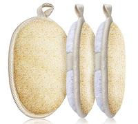 3 Packs Exfoliating Loofah Sponge Pads,Large 5”x 7”-100% Natural Luffa and Terry Cloth Materials,Premium Loofa Sponge Scrubber Body Glove Close Skin for Men and Women,Perfect for Bath Spa and Shower