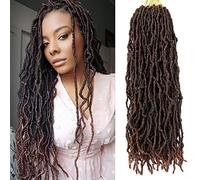 3 Packs Faux Locs Crochet Hair 24 Inch, Nu Locs Crochet Hair, Wavy Crochet Locs Short Locs Crochet Braids Crochet Dreadlocks (20 Roots/Pack) #T1B/30