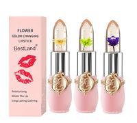 3 Packs Flower Jelly Lipstick Set Magic Temperature Color Change Lip Balm