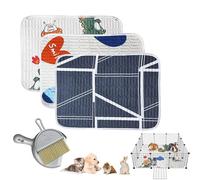 3 Packs Guinea Pig Cage Liner with Mini Dustpan Brush Set Reusable Guinea Pig Bedding Washable Fast Absorbent Pee Pads Non-slip Waterproof Mat for Small Animals, Hamsters, Chinchillas, Rabbit Bedding