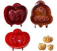 3 Packs Holiday Mini Pie Molds for Baking, Hand Pie Press and Cutter, Fall Pumpkin Cookie Apple Pies Maker Dough Press Pocket Gadgets Tins Machine Halloween Shapes Mould Bakeware Crimper(Style a)