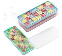 3 Packs Ice Cube Trays Easy Release Silicone Ice Trays with Lids and Bins Make 84 Cubes Stackable Ice Cube Moulds for Freezer Cocktails,Drinks,Whiskey