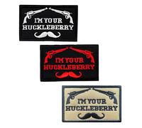 3 Packs I'm Your Huckleberry Patch Full Embroidered Tactical Funny Morale Hook & Loop Emblem Applique Military Clothes Clothing Hats Jeans Patch- 3.15x2