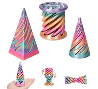 3 Packs Impossible Cone,Spiral Cone Fidget Toy,Fidget Cone,3D Printed Spiral Cone Fidget Toy,Impossible Pyramid Passthrough Toy for Stress and Anxiety Relaxing (Colorful)