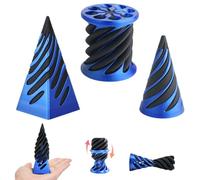 3 Packs Impossible Cone,Spiral Cone Fidget Toy,Fidget Cone,3D Printed Spiral Cone Fidget Toy,Impossible Pyramid Passthrough Toy for Stress and Anxiety Relaxing (Blue)