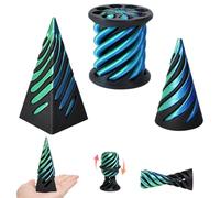 3 Packs Impossible Cone,Spiral Cone Fidget Toy,Fidget Cone,3D Printed Spiral Cone Fidget Toy,Impossible Pyramid Passthrough Toy for Stress and Anxiety Relaxing (Black Green)