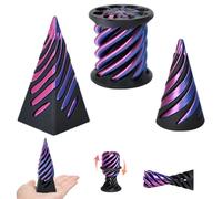 3 Packs Impossible Cone,Spiral Cone Fidget Toy,Fidget Cone,3D Printed Spiral Cone Fidget Toy,Impossible Pyramid Passthrough Toy for Stress and Anxiety Relaxing (Black Purple)