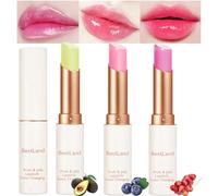 3 Packs Jelly Lipstick Set, Fruit Color Change Lip Balm Set, Avocado, Grape & Blueberry Color Change Lip Balm, Long Lasting Moisturizer Lip Makeup Set (New3PB)