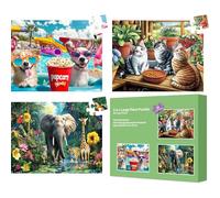 3 Packs Large Piece Puzzle for Adults - Dementia 48 Pieces Puzzles for Elderly Adults,Alzheimer’s Dogs Elephants Puzzles Memory Cognitive Games for Elderly Seniors with 3 Storage Bags
