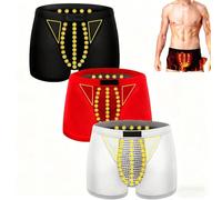 3-Packs Magnetic Therapy Energetic Men Pant Functional Boxer Briefs Tourmaline Prostate Therapy Panties Strengthens Kidneys, Rapid Growth(3X-Large)