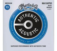 Martin Acoustic Strings MA150PK3 Authentic Acoustic SP 80/20 Bronze Medium 13-56 3 Pack