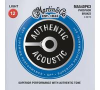 3 Packs Martin MA540 Acoustic Guitar Strings Phosphor Bronze Light Gauge 012-054