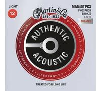 3 Packs Martin MA540T Acoustic Guitar Strings Phosphor Bronze Light Gauge 12-54