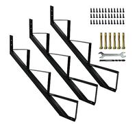 3 Packs Metal Stair Step Stringers, 3 Step Steel Riser Stringer for 27.1inch Height Deck(Matt Black)