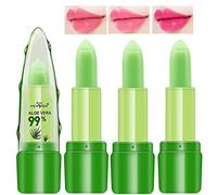 3 Packs Organic Aloe Vera Moisturizing Crystal Jelly Lipsticks, BEEXY Magic Temperature Colour Changing Long Lasting Lip Balm Set