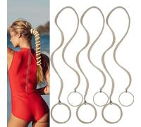 3 Packs Ponytail Holders, Elastic Colorful Scrunchies for Thick, Long or Thin Hair, No Damage for Water, Wind, Sports, Strong Braided Hair Ties (Beige, 89cm/35 inches)