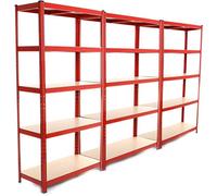 3 Packs Shelves for Shed Heavy Duty Metal Shelving Unit Adjustable Boltless Easy Assemble Racking Storage Shelve for Garden Garage Warehouse 180cm x 90cm x 40cm Red