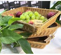 3 Packs SOLAPOLLO Poly Wicker Bread Basket,Rectangle Bread Basket,Rectangular Wicker Display Baskets for Kitchen Storage,Food Display Baskets for Tabletop(Tawny)
