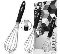 3 Packs Stainless Steel Whisk Set - Balloon Whisk, Anaeat Thick Stainless Steel Wire & Strong Handles, Egg Beater for Cooking, Blending, Whisking, Beating and Stirring (8.5"+10.5"+12")