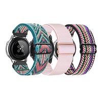 3 packs strap for Samsung Galaxy Watch 4 40 mm 44 mm/Watch 4 Classic 42 mm 46 mm/Watch 3 41 mm/Galaxy Watch 42 mm/Active 40 mm/Active 2 40 mm 44 mm/Gear S2 elastic braided nylon sports bracelet, 20 mm