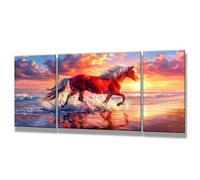 3 Packs Sunset Paint by Numbers for Adults Horse (2) Paint by Numbers Kits on Canvas 20x40 inch, DIY Color Oil Painting with Brushes, Craft Kits for Adults UK, Home Decoration, Gifts for Women 0q-221