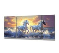 3 Packs Sunset Paint by Numbers for Adults Horse (3) Paint by Numbers Kits on Canvas 20x40 inch, DIY Color Oil Painting with Brushes, Craft Kits for Adults UK, Home Decoration, Gifts for Women 0q-222