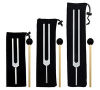 3 Packs Therapeutic Tuning Forks Set (128C Hz, 256C Hz, 512C Hz) Medical Sound Healing Therapy Tuners with Hammers for Sound Healing, DNA Repairing, Chakra Tuner, Good Gift
