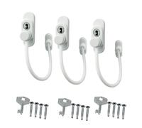 3 Packs Window Locks for Upvc Window Safety Lock Window Durable Window Locks Safety Reliable Window Restrictor Wire Long Window Security Lock with Screws Keys for Home Office etc